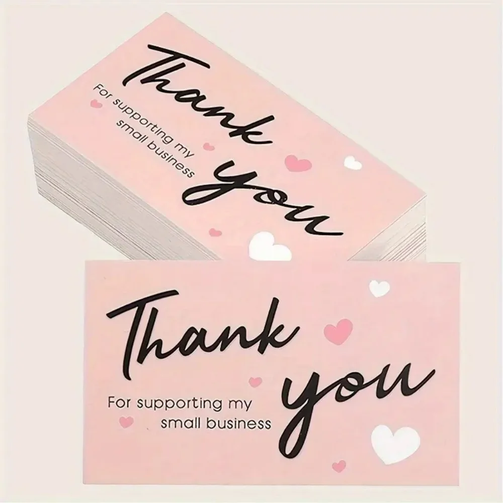 50pcs Elegant Thank You Cards for Small Business - High-Quality